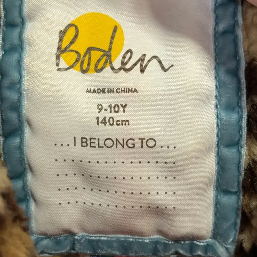 Boden Cheetah Print Hooded Duffle Coat Girls 9-10Y